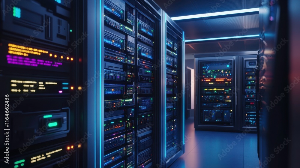 Poster cybersecurity firewall interface in intense light