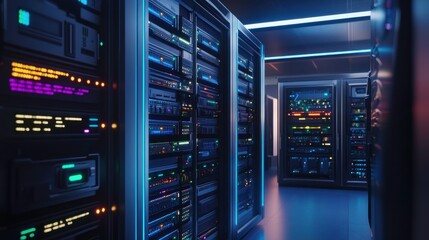 Cybersecurity Firewall Interface in Intense Light