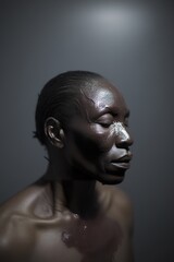 Profile of a mature african male with scar in low lighting