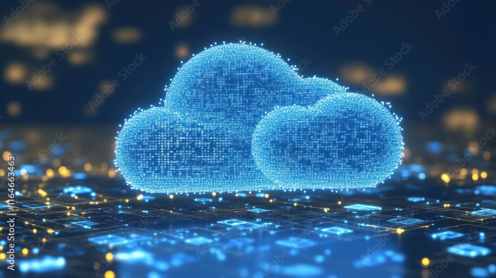 Poster digital cloud technology visualization with ambient light