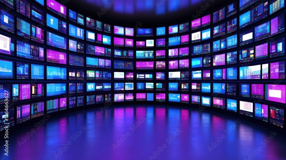 Aufkleber digital control room with data visualization screens