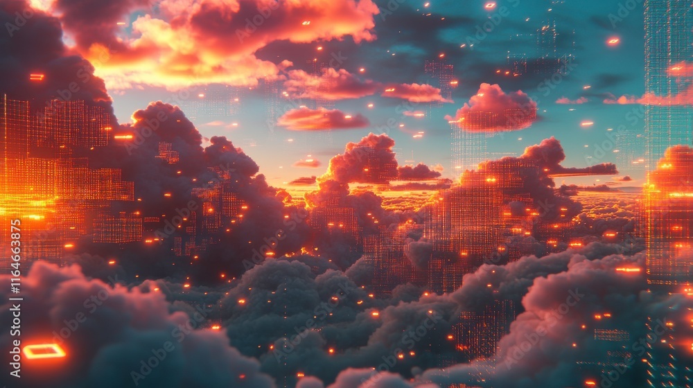 Poster digital infrastructure with ambient light and graphics