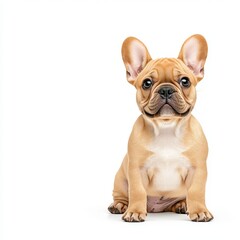 Fototapeta premium Adorable French Bulldog sitting calmly with a focused expression, ideal for pet lovers and animal enthusiasts.