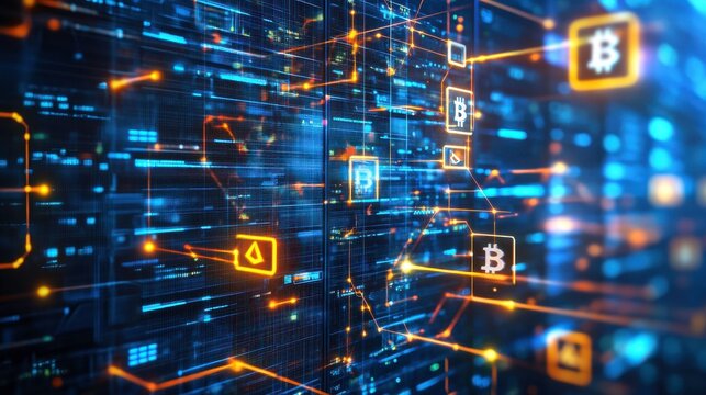 Digital Technology Background with Crypto and Servers