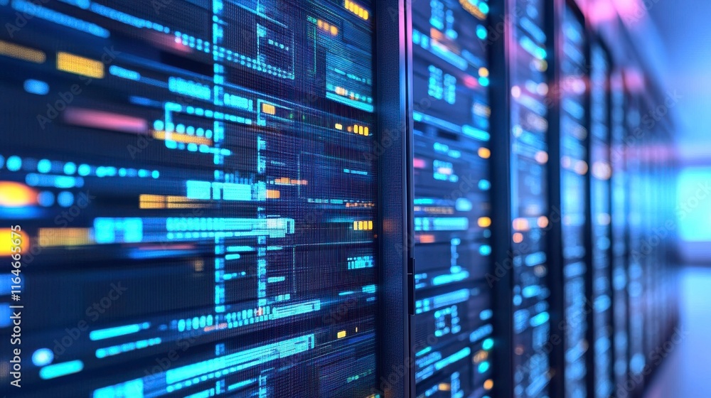 Poster dynamic cybersecurity firewall visuals in intense lighting