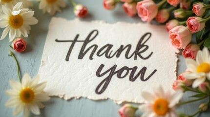 beautifully handwritten thank you note on textured paper