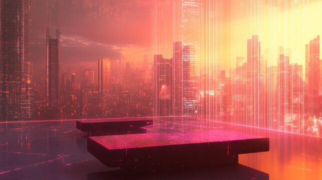 Futuristic Digital Room with Ambient Light Visualization