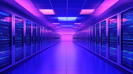 Fototapeta premium High-Tech Cooling Room with Ambient Blue Lighting