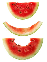 Slices of ripe red watermelon on isolated background