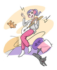 Fototapeta premium The girl playing the guitar