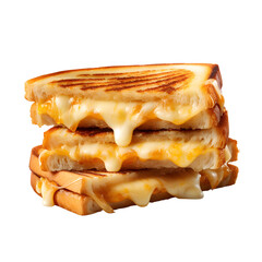 Toasts with melted cheese bread half on transparent background