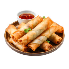 Chinese traditional spring rolls isolated on transparent or white background