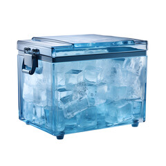 Refrigerator rectangular blue transparent for ice cubes on transparent background