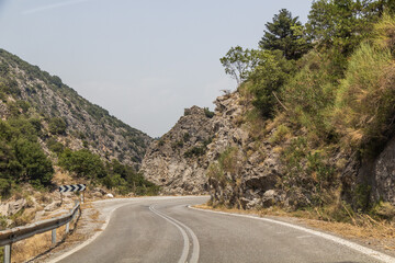 Road 82 in Taygetus mountains on Peloponnese peninsula, Greece