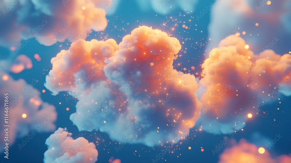 Poster multi-layer cloud environment with soft light effects