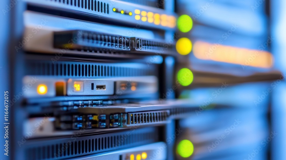Aufkleber network server racks in a tech environment
