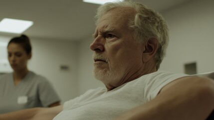 Obraz premium Caring nurse assisting elderly patient in healthcare setting