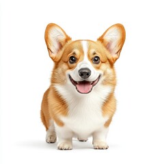 A cheerful corgi dog with a bright smile, showcasing its playful and friendly nature, perfect for pet-themed projects.