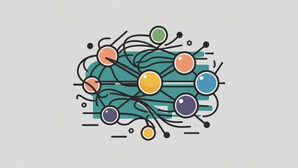 Obraz premium neural network nodes connections icon AI artificial intelligence machine learning technology abstract 