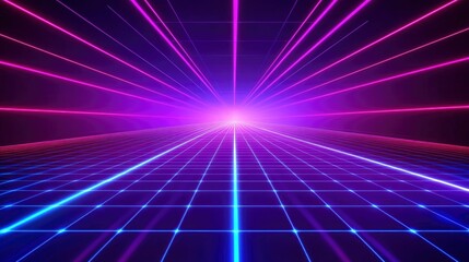 3d speedy neon background design with ultra violet and blue laser light. Concept of cyber highway, digital hyperspace or speed of light.