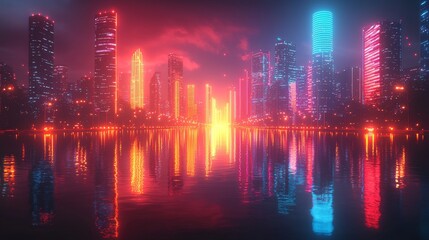 Cyberpunk-themed glitch art featuring neon hues, generated via AI technology