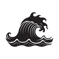 Ocean Waves silhouette, black and white silhouette, vector and illustration
