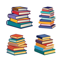 stack of books set vector, vector and illustration, vector style 