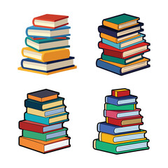 stack of books set vector, vector and illustration, vector style 