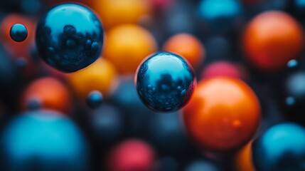 Abstract Colorful Spheres Floating In Space
