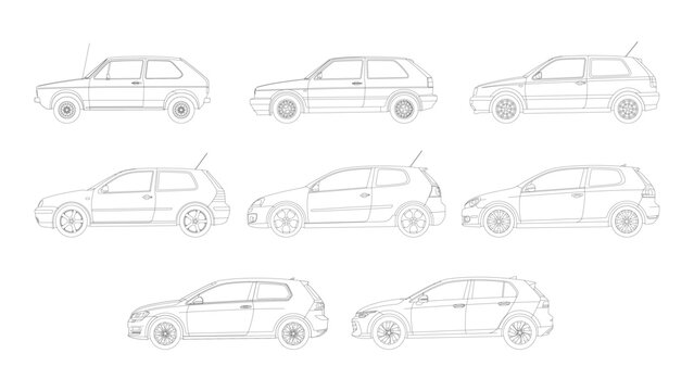 Volkswagen Golf German Classic Compact Hatchback HistoryVector Speed Icon Vehicle Automobile Auto Car