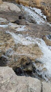 Lake McBride State Park, located near Solon, Iowa. Water flowing down a small water fall in Iowa. The water is flowing from Lake McBride into the Coralville Reservoir. 