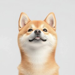 Obraz premium A cheerful Shiba Inu dog with a playful expression, showcasing its charming personality and fluffy fur.