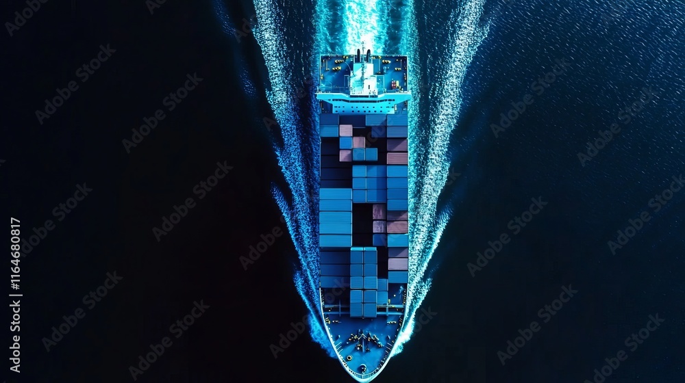 Poster aipowered global logistics concept featuring a world map and supply chain network with container shi