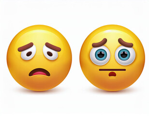 Two yellow emoji faces displaying sad and worried expressions with different eye styles are shown side by side.