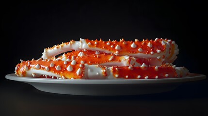 黒い背景と皿の上のタラバガニ