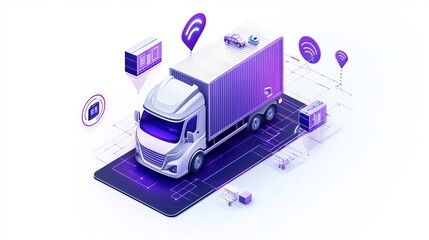 Smart transportation and intelligent communication network of IoT showcasing wireless connection technologies for efficient courier services