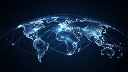 Transportation map of global logistics partnerships featuring container cargo ships for importexport and freight services