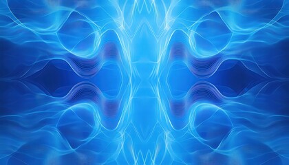 Obraz premium Abstract Blue Wave Pattern Flowing Lines Digital Art Symmetrical Design Background Texture