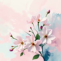 Dreamy Pink Floral Bouquet on Light Blue Background