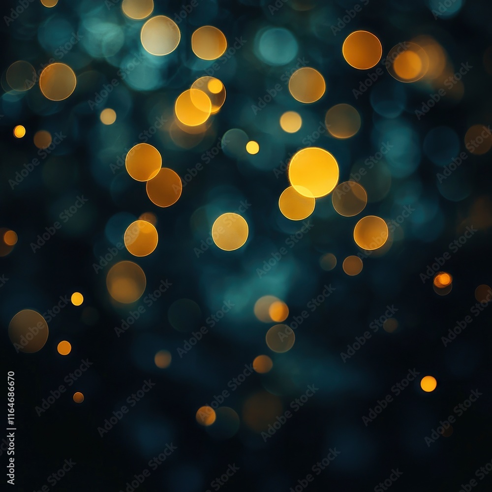 Poster a beautiful abstract composition featuring out-of-focus lights with a bokeh effect on a dark, moody 