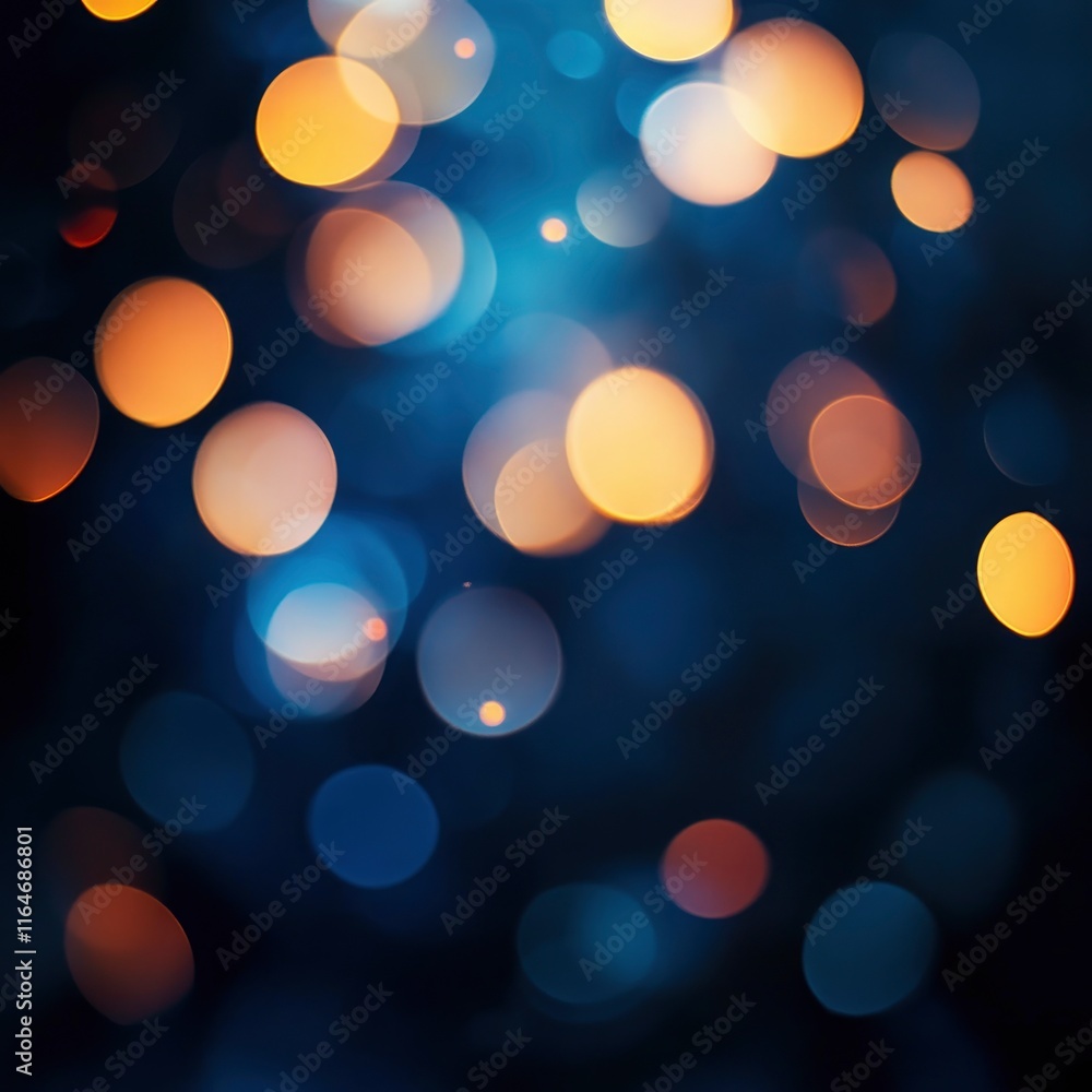 Poster a beautiful abstract composition featuring out-of-focus lights with a bokeh effect on a dark, moody 