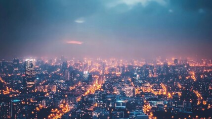 Obraz premium Modern Cityscape at Night with Bright Lights
