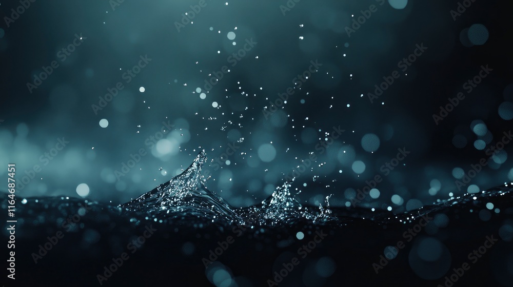 Poster a beautiful abstract composition featuring out-of-focus lights with a bokeh effect on a dark, moody 