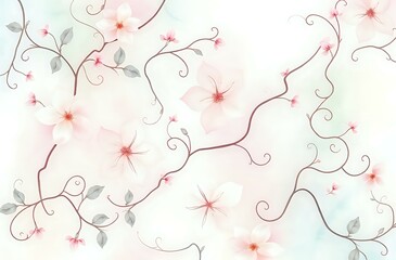 Fototapeta premium Delicate Pink Floral Botanical Background