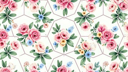 Vibrant Floral Pattern Wallpaper - Blooming Flowers in Pastel Shades
