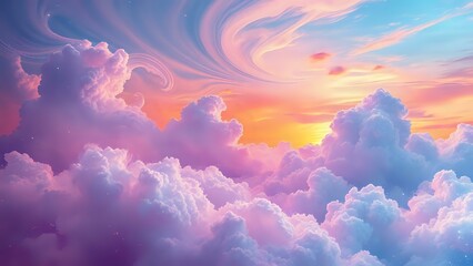 Mythical Skies at Sunset - Dreamy Cloudscape with Majestic Creatures