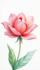 Obraz premium Delicate watercolor petals of a blooming flower against a soft white background, watercolor, nature, garden