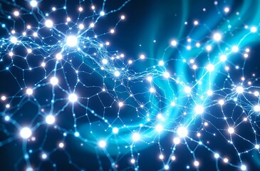 Interconnected Cybernetic Neural Network with Bioluminescent Glow | Tech Stock Photo