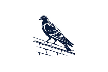 pigeon silhouette vector art on white background
