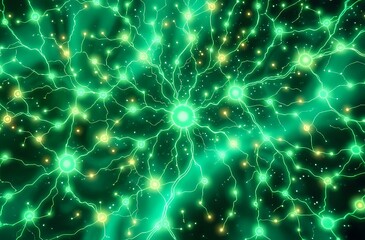 Hypnotic Art Nouveau Bioluminescent Neural Network